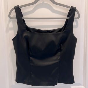 Theory black square neck top, size L